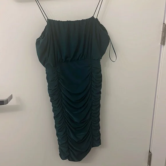 Forest Green Ruched Dress - Picture 12 of 15